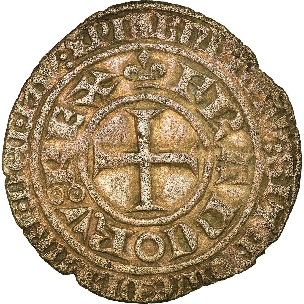 Coin, France, Charles V, Blanc au K, 1365, EF(40-45), Silver, Duplessy:363