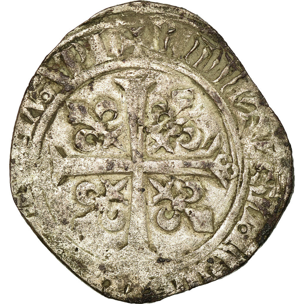 Monnaie, France, Jean II le Bon, Gros à la fleur de lis, 1358, TB+, Billon