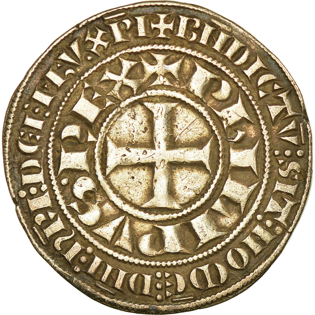 Coin, France, Philip III, Gros Tournois, AU(50-53), Silver, Duplessy:202A