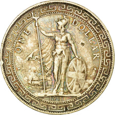 Coin, Great Britain, Trade Dollar, 1911, Bombay, AU(50-53), Silver