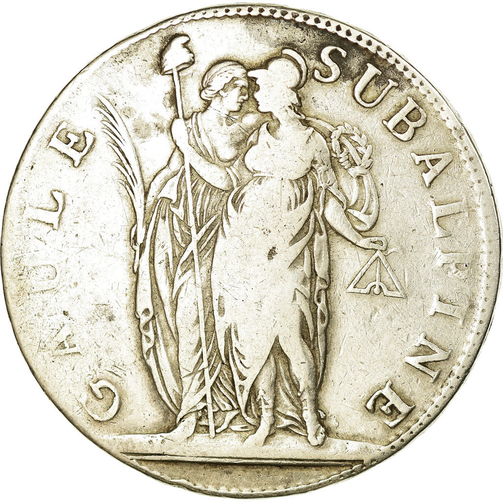 Münze, Italien Staaten, PIEDMONT REPUBLIC, 5 Francs, An 10, Turin, S, Silber
