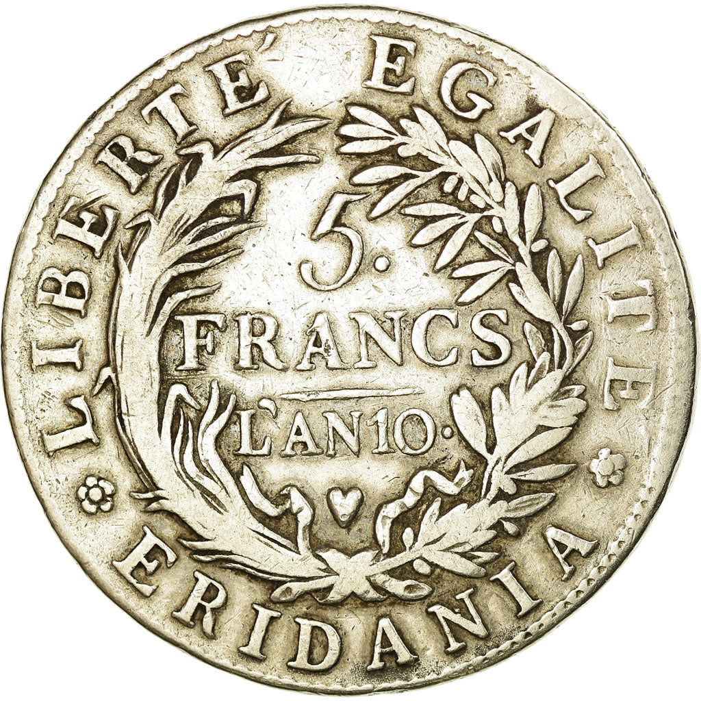 Münze, Italien Staaten, PIEDMONT REPUBLIC, 5 Francs, An 10, Turin, S, Silber