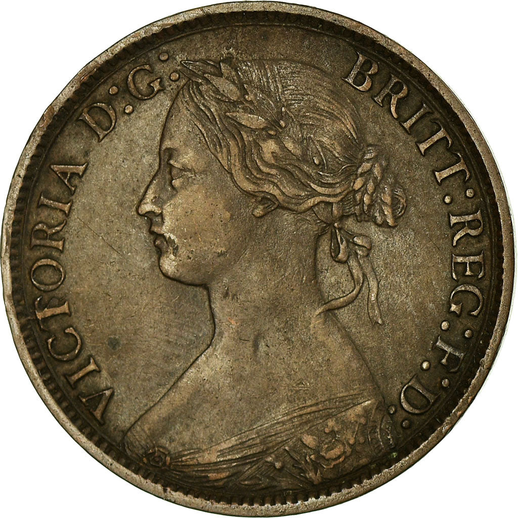 Coin, Great Britain, Victoria, Farthing, 1868, AU(50-53), Bronze, KM:747.2