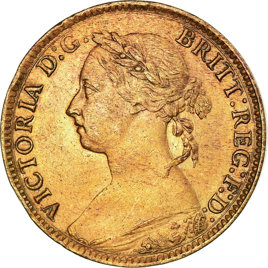 Coin, Great Britain, Victoria, Farthing, 1884, AU(50-53), Bronze, KM:753