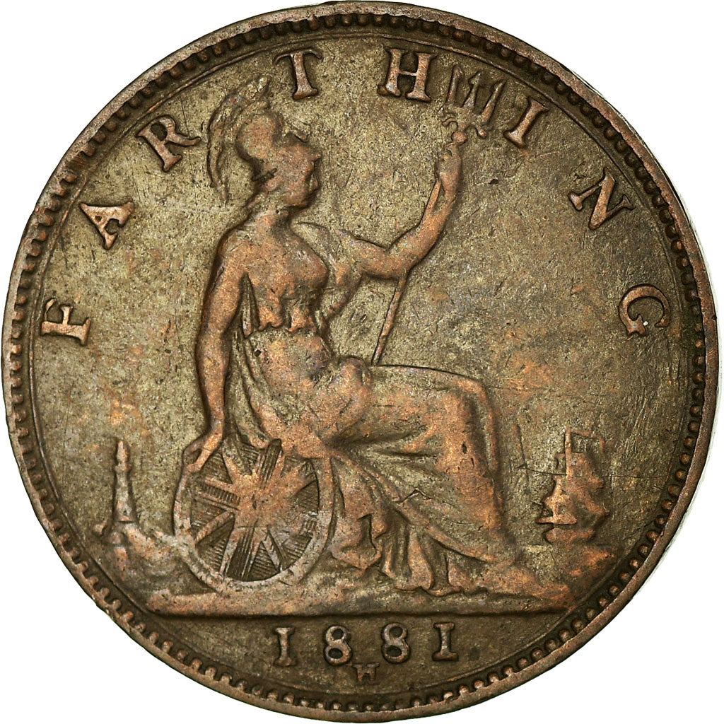 Monnaie, Grande-Bretagne, Victoria, Farthing, 1881, Heaton, TB+, Bronze, KM:753