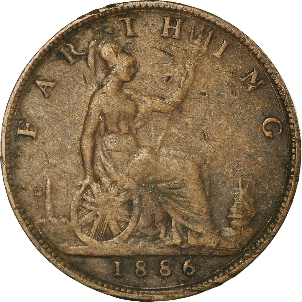 Coin, Great Britain, Victoria, Farthing, 1886, VF(30-35), Bronze, KM:753