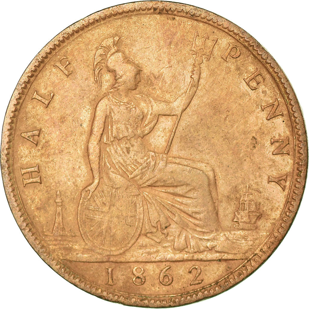 Coin, Great Britain, Victoria, 1/2 Penny, 1862, VF(20-25), Bronze, KM:748.2