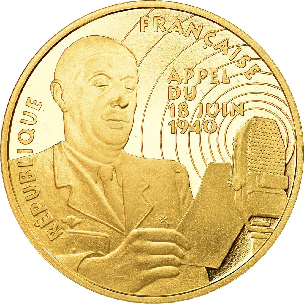 Moneta, Francia, Général De Gaulle, 500 Francs, 1994, Paris, FDC, Oro