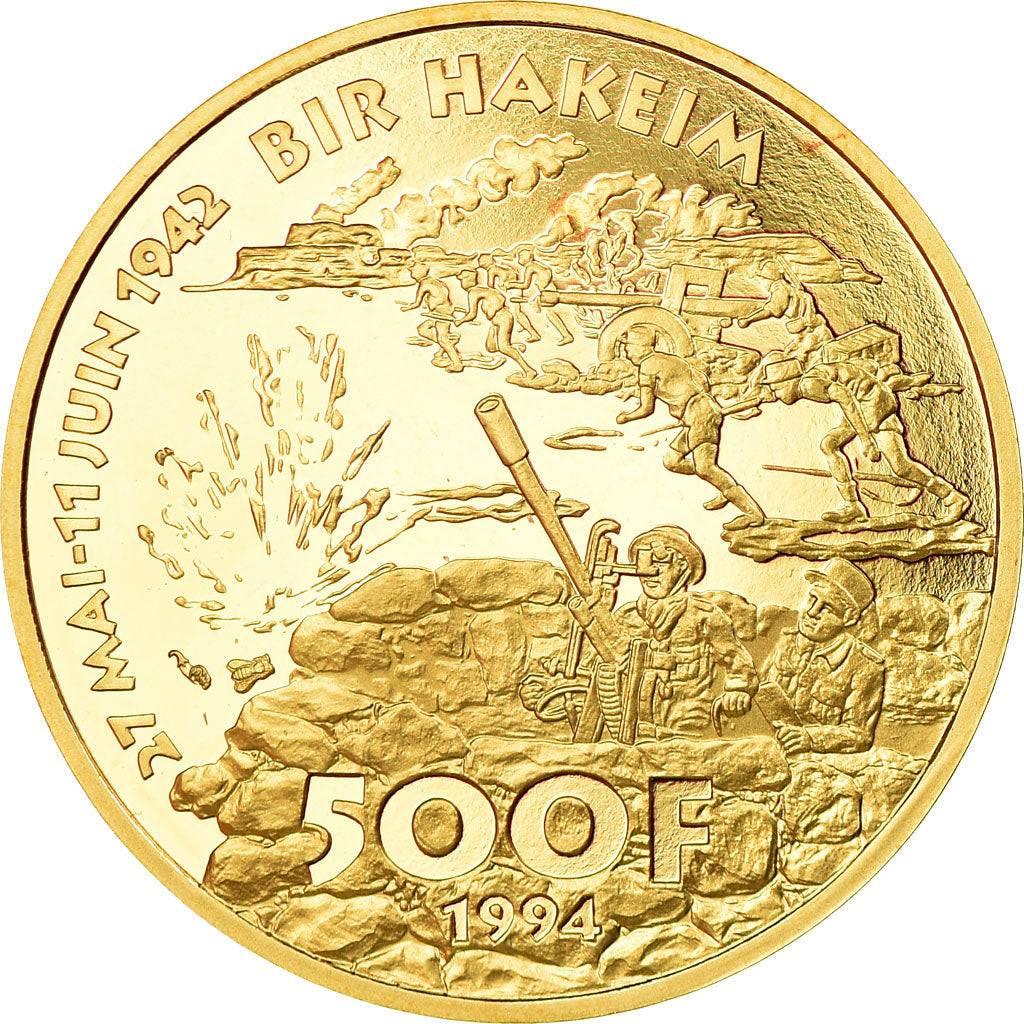 Coin, France, Bir Hakeim, 500 Francs, 1994, Paris, MS(65-70), Gold, KM:1052