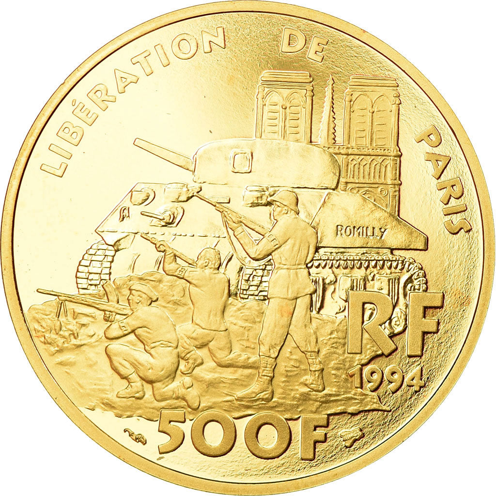 Coin, France, Libération de Paris, 500 Francs, 1994, Paris, MS(65-70), Gold