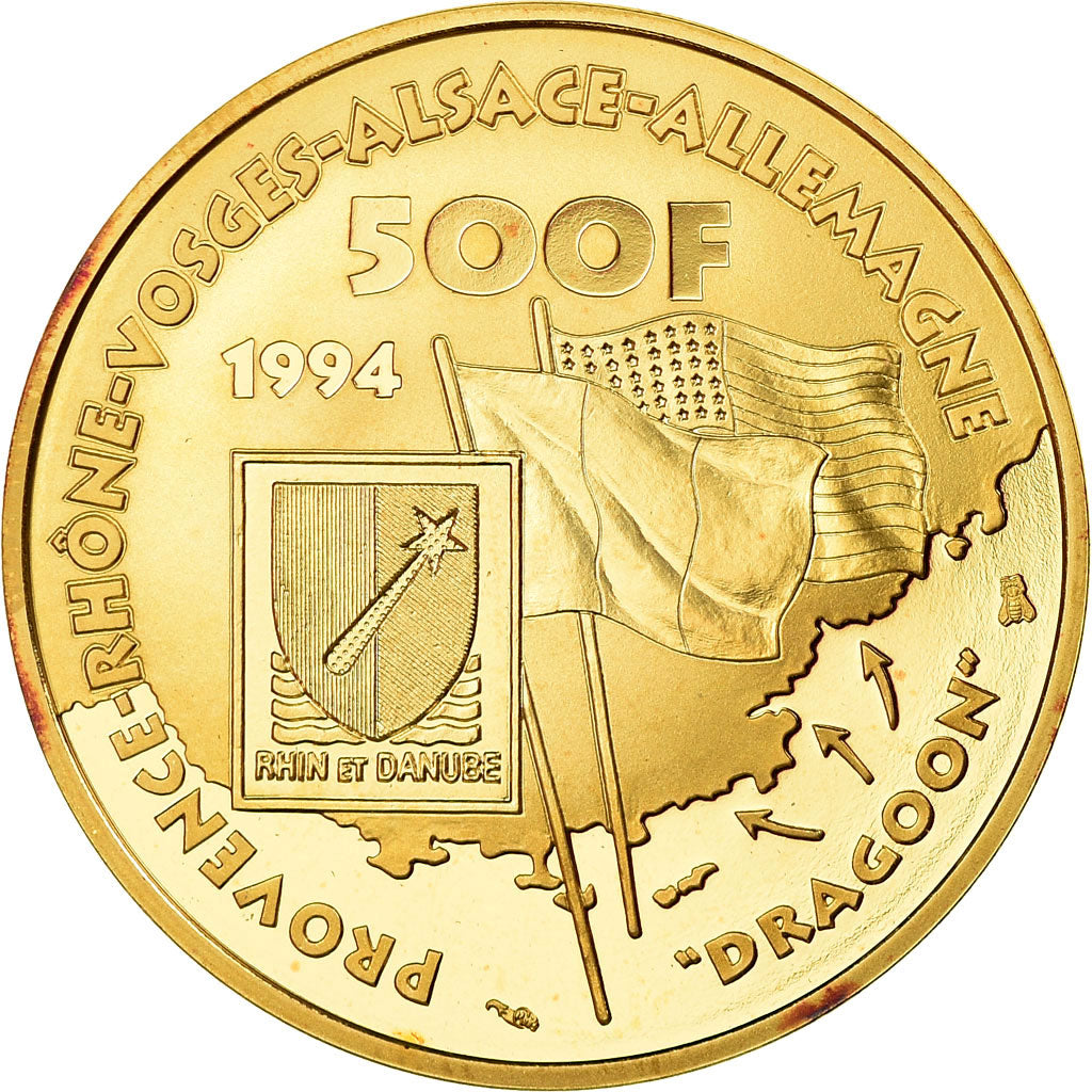 Coin, France, De Lattre de Tassigny, 500 Francs, 1994, Paris, MS(65-70), Gold