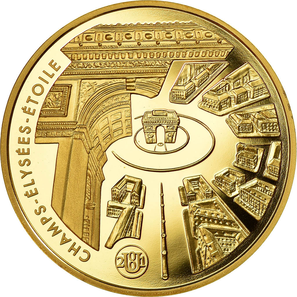 Coin, France, Champs-Elysées, 100 Francs, 2001, MS(65-70), Gold, KM:1271