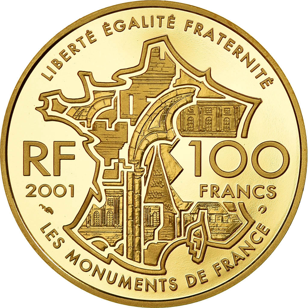 Coin, France, Champs-Elysées, 100 Francs, 2001, MS(65-70), Gold, KM:1271