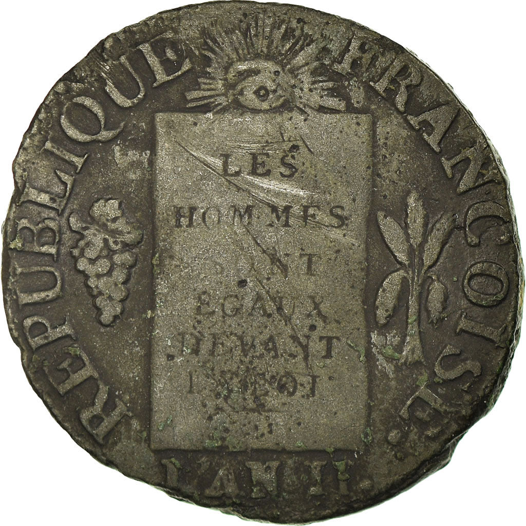 Munten, Frankrijk, Sol aux balances françoise, Sol, 1793, Lyon, FR+, Bronze