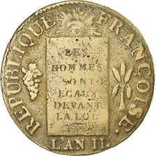 Moneta, Francja, Sol aux balances françoise, Sol, 1793, Lyon, VF(30-35)