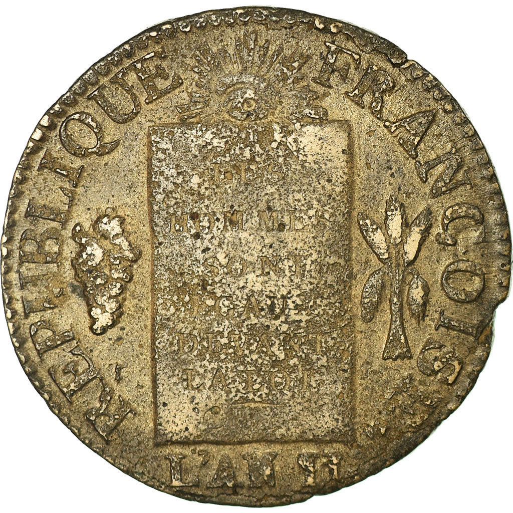 Moneta, Francja, Sol aux balances françoise, Sol, 1793, Lyon, VF(30-35)