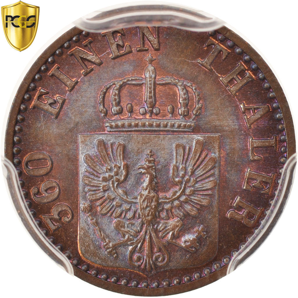 Coin, German States, PRUSSIA, Wilhelm I, Pfennig, 1871, Berlin, PCGS, MS67+RB