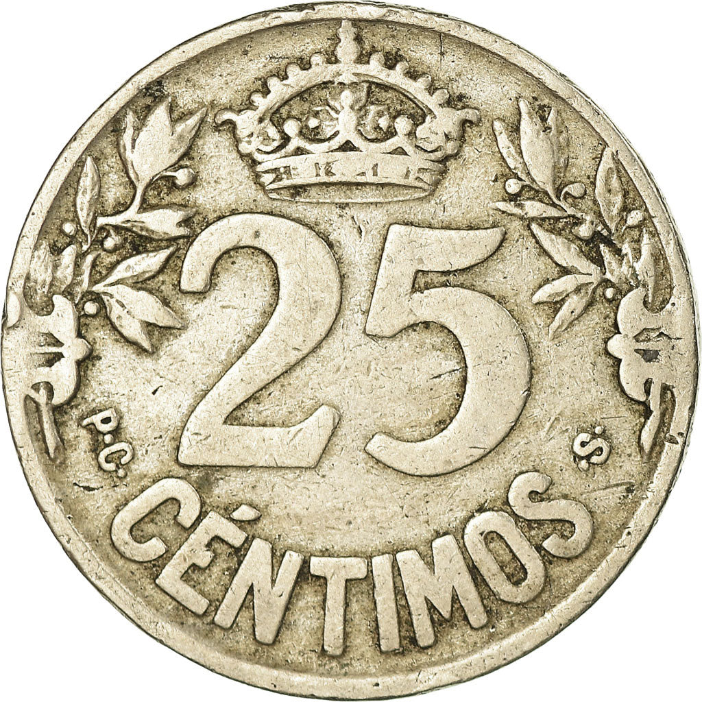 Moneda, España, Alfonso XIII, 25 Centimos, 1925, Madrid, MBC, Cobre - níquel