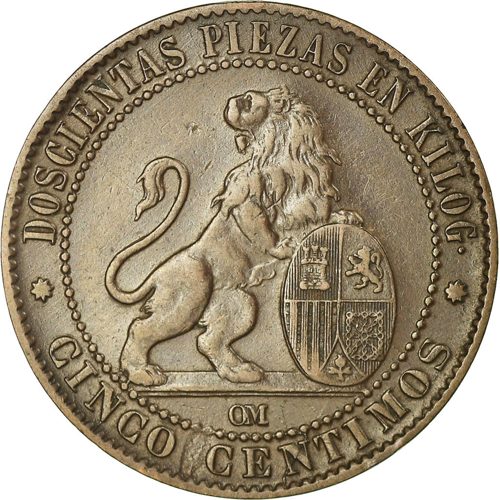 Moneda, España, Provisional Government, 5 Centimos, 1870, Barcelona, MBC