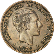 Coin, Spain, Alfonso XII, 5 Centimos, 1878, Barcelona, EF(40-45), Bronze, KM:674