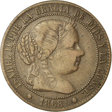 Moneda, España, Isabel II, 2-1/2 Centimos, 1868, Sevilla, BC+, Cobre, KM:634.5