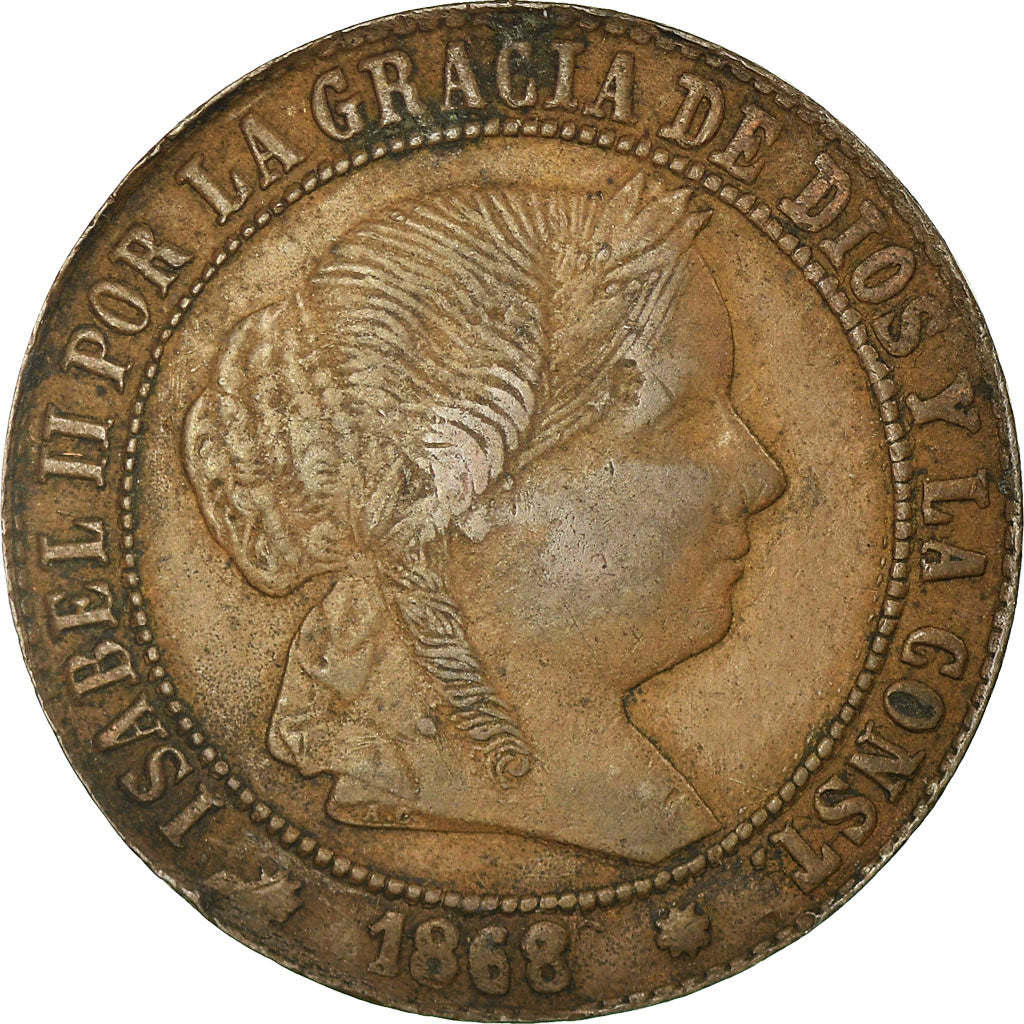 Coin, Spain, Isabel II, 2-1/2 Centimos, 1868, Barcelona, EF(40-45), Copper