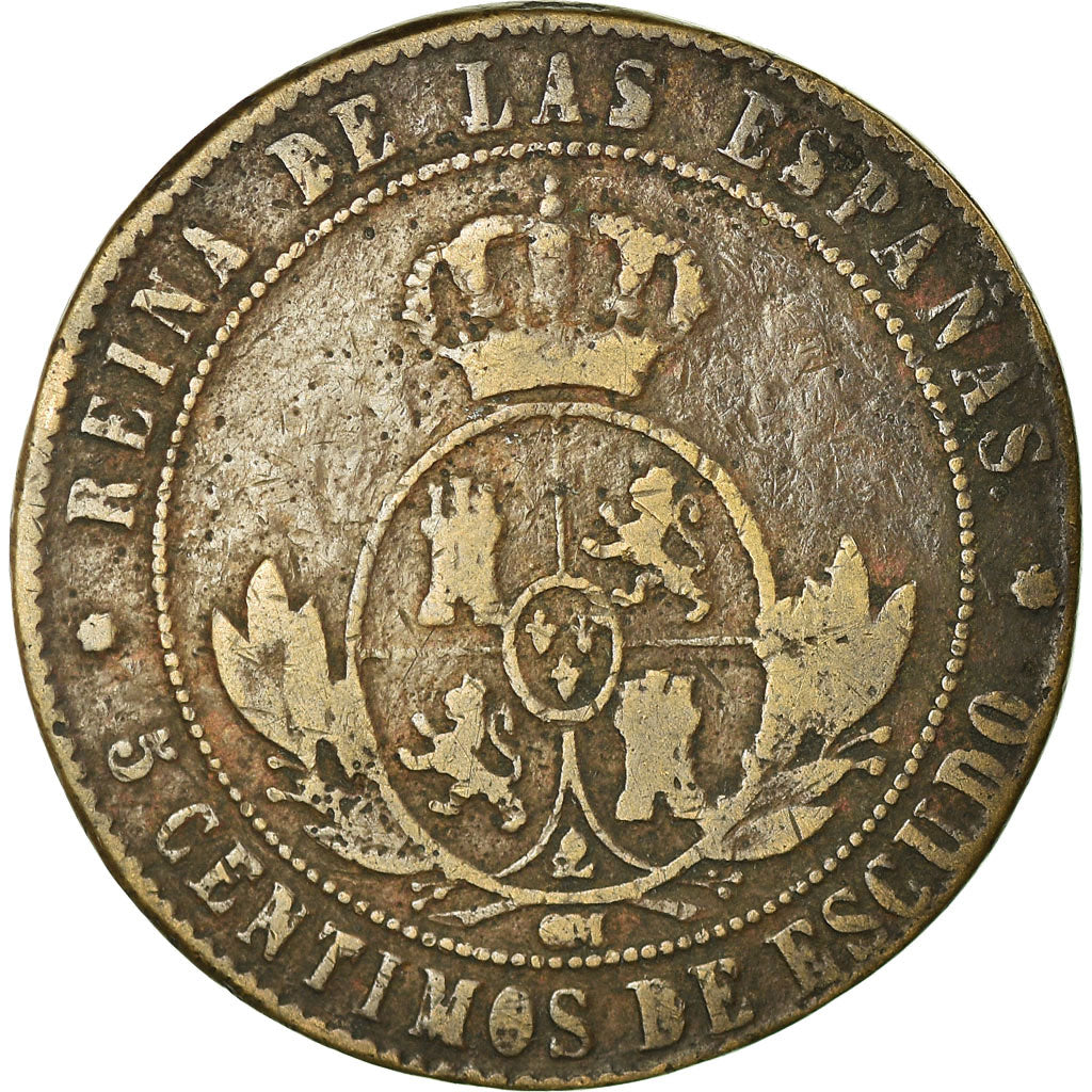 Münze, Spanien, Isabel II, 5 Centimos, 1868, Barcelona, SGE+, Kupfer, KM:635.1