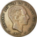 Coin, Spain, Alfonso XII, 10 Centimos, 1877, Barcelona, VF(20-25), Bronze