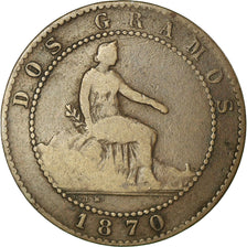 Moneda, España, Provisional Government, 2 Centimos, 1870, Barcelona, BC+