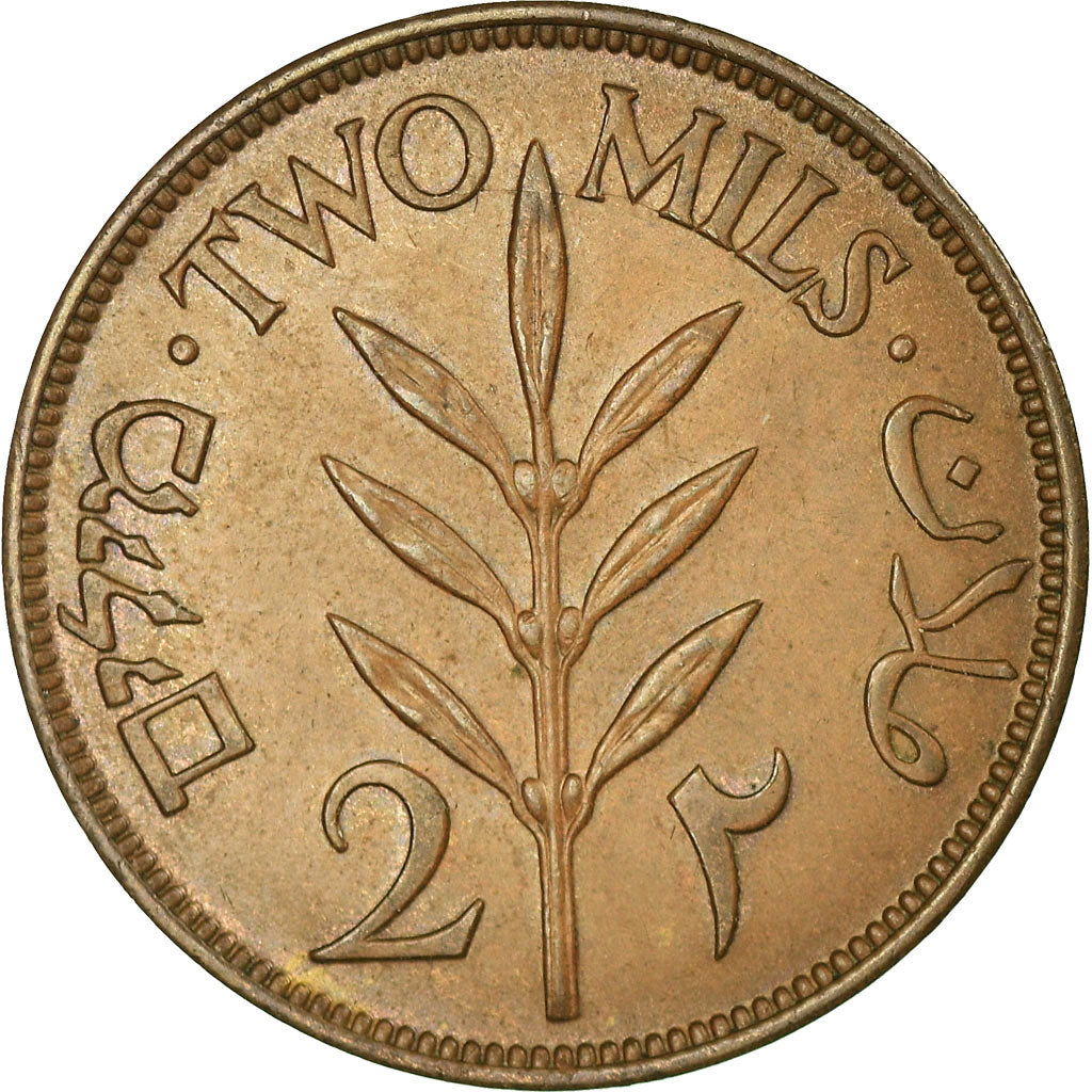 Coin, Palestine, 2 Mils, 1941, AU(50-53), Bronze, KM:2