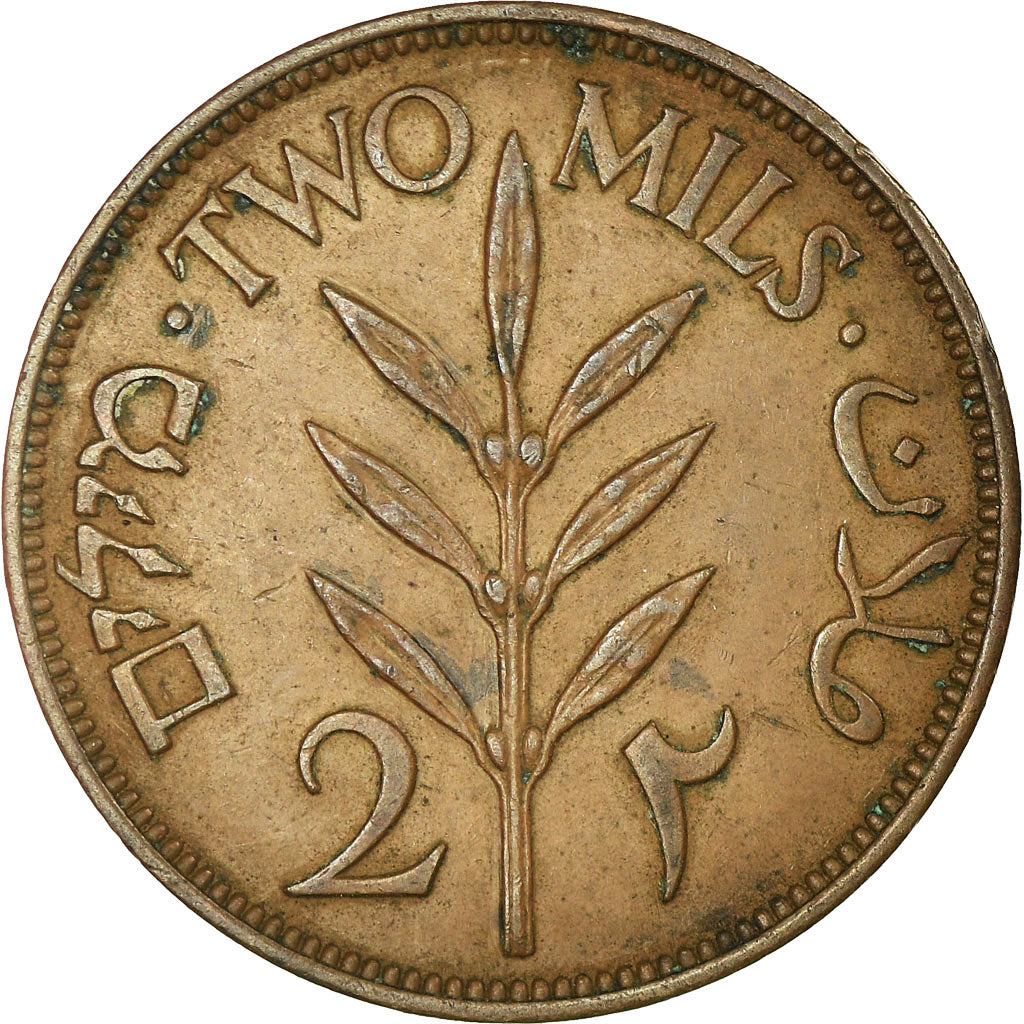 Münze, Palästina, 2 Mils, 1942, SS, Bronze, KM:2