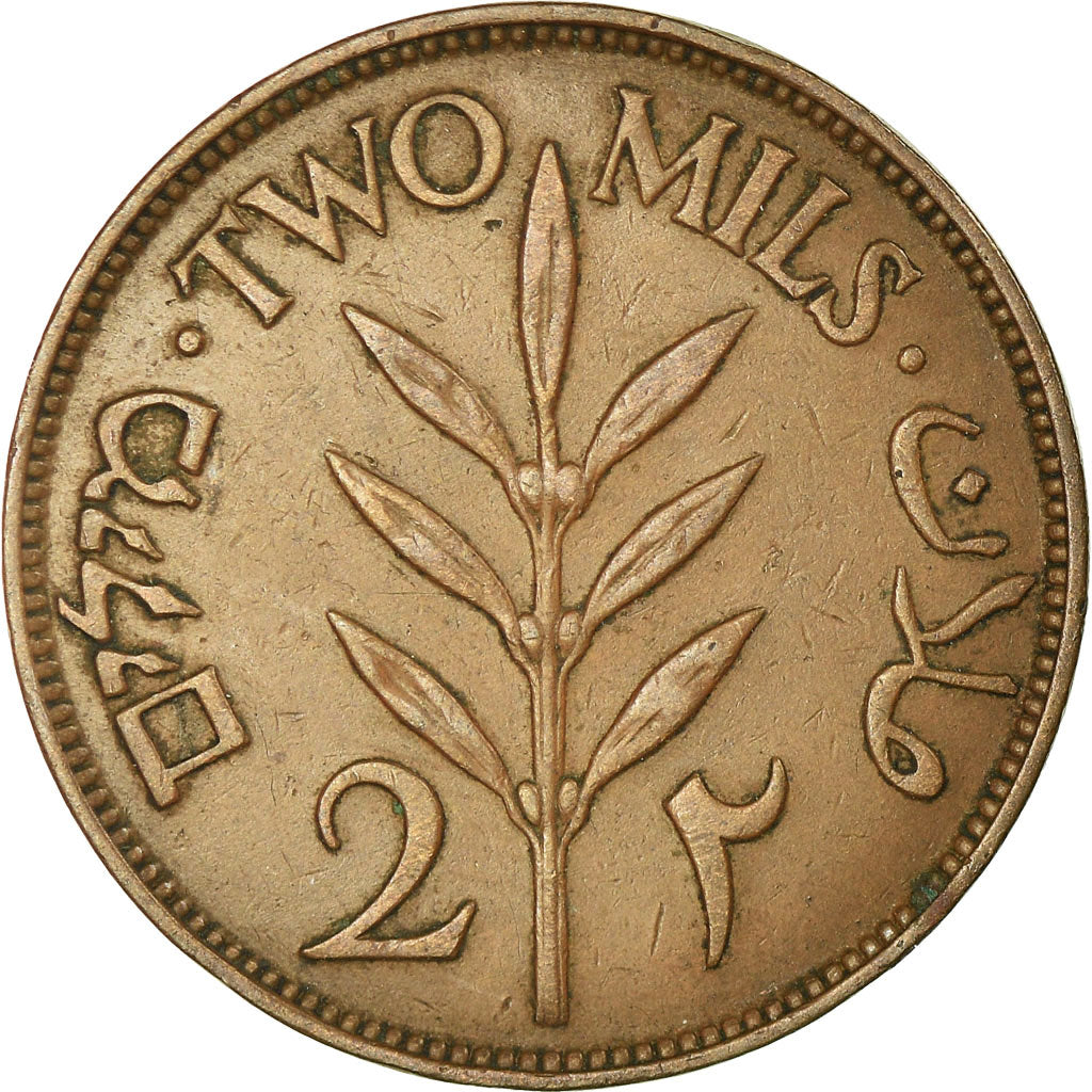 Moneta, Palestina, 2 Mils, 1927, BB, Bronzo, KM:2
