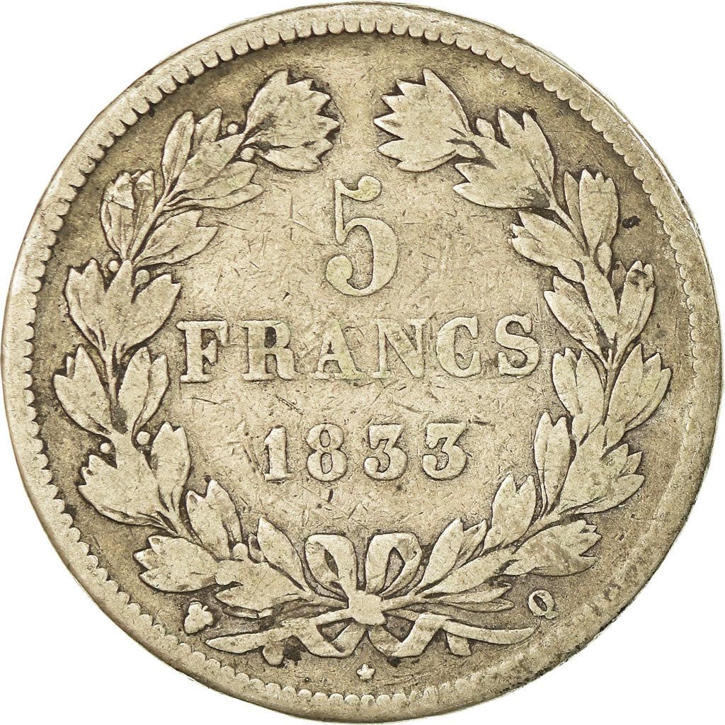 Coin, France, Louis-Philippe, 5 Francs, 1833, Perpignan, VF(20-25), Silver