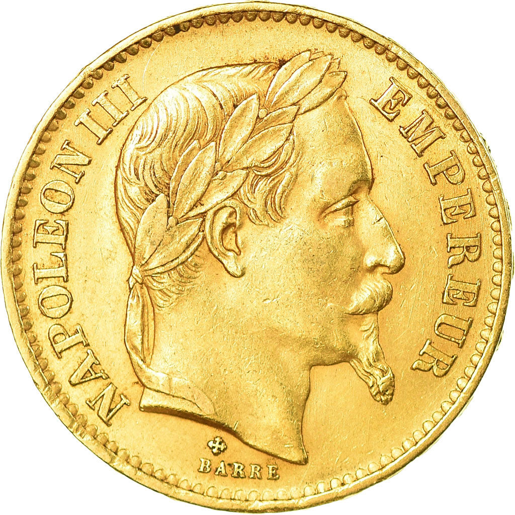 Moneta, Francia, Napoleon III, Napoléon III, 20 Francs, 1867, Strasbourg, BB+