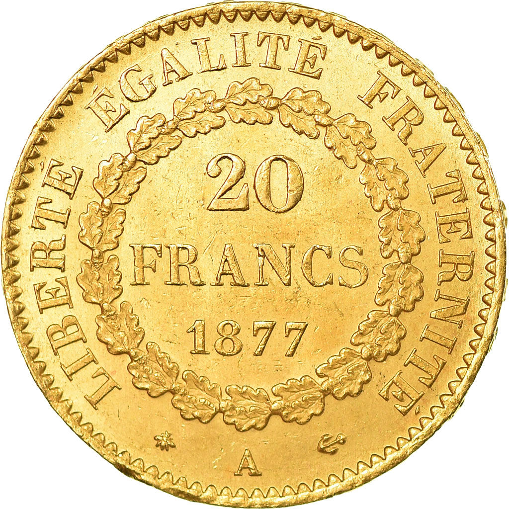 Moneta, Francia, Génie, 20 Francs, 1877, Paris, SPL, Oro, KM:825, Gadoury:1063