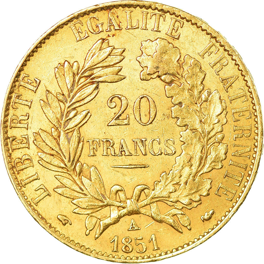 Coin, France, Cérès, 20 Francs, 1851, Paris, AU(50-53), Gold, KM:762