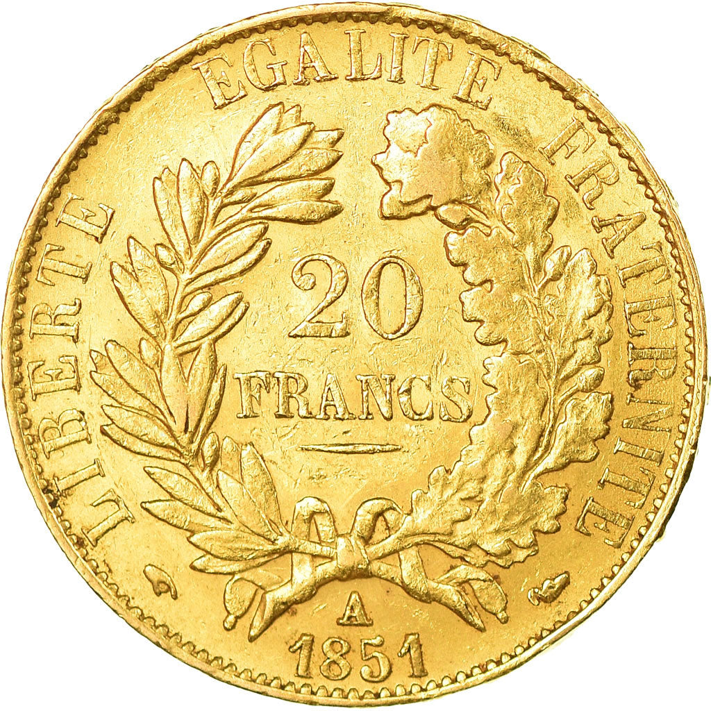 Coin, France, Cérès, 20 Francs, 1851, Paris, AU(50-53), Gold, KM:762
