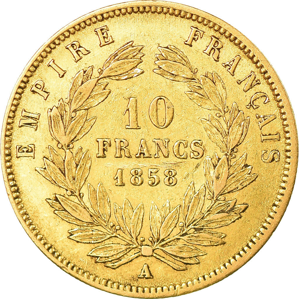 Munten, Frankrijk, Napoleon III, Napoléon III, 10 Francs, 1858, Paris, FR+
