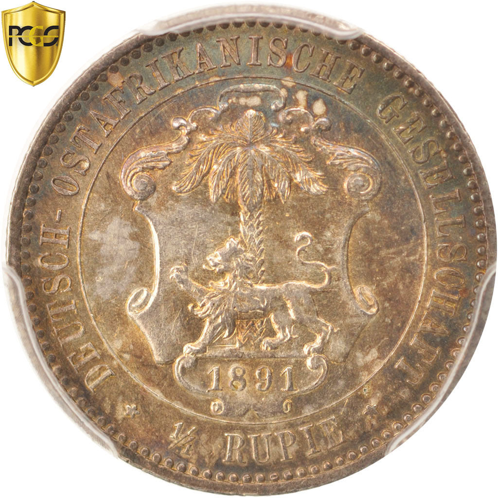 Monnaie, GERMAN EAST AFRICA, Wihelm II, 1/4 Rupie, 1891, PCGS, MS64, SPL+