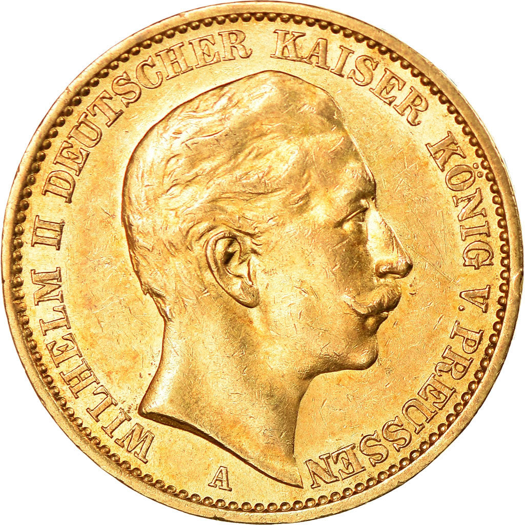Moeda, Estados Alemães, PRUSSIA, Wilhelm II, 20 Mark, 1910, Berlin, AU(55-58)