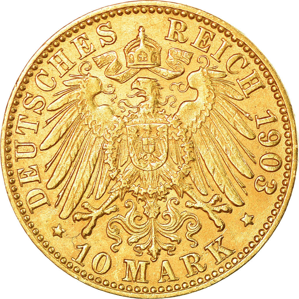Munten, Duitse staten, HAMBURG, 10 Mark, 1903, Hamburg, ZF+, Goud, KM:608