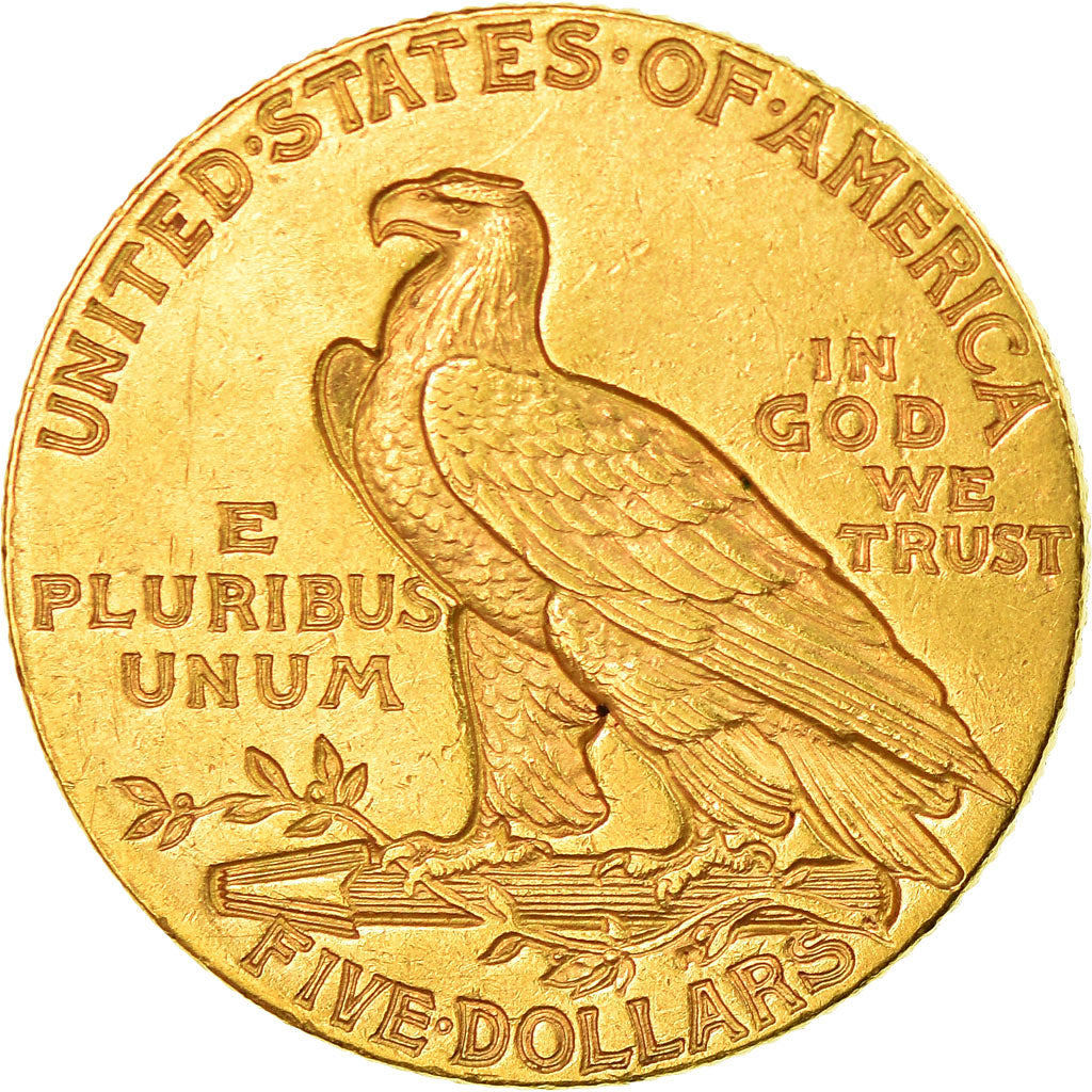 Moneta, USA, Indian Head, $5, Half Eagle, 1911, U.S. Mint, Philadelphia