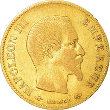 Moneda, Francia, Napoleon III, 10 Francs, 1859, Paris, BC+, Oro, KM 784.3