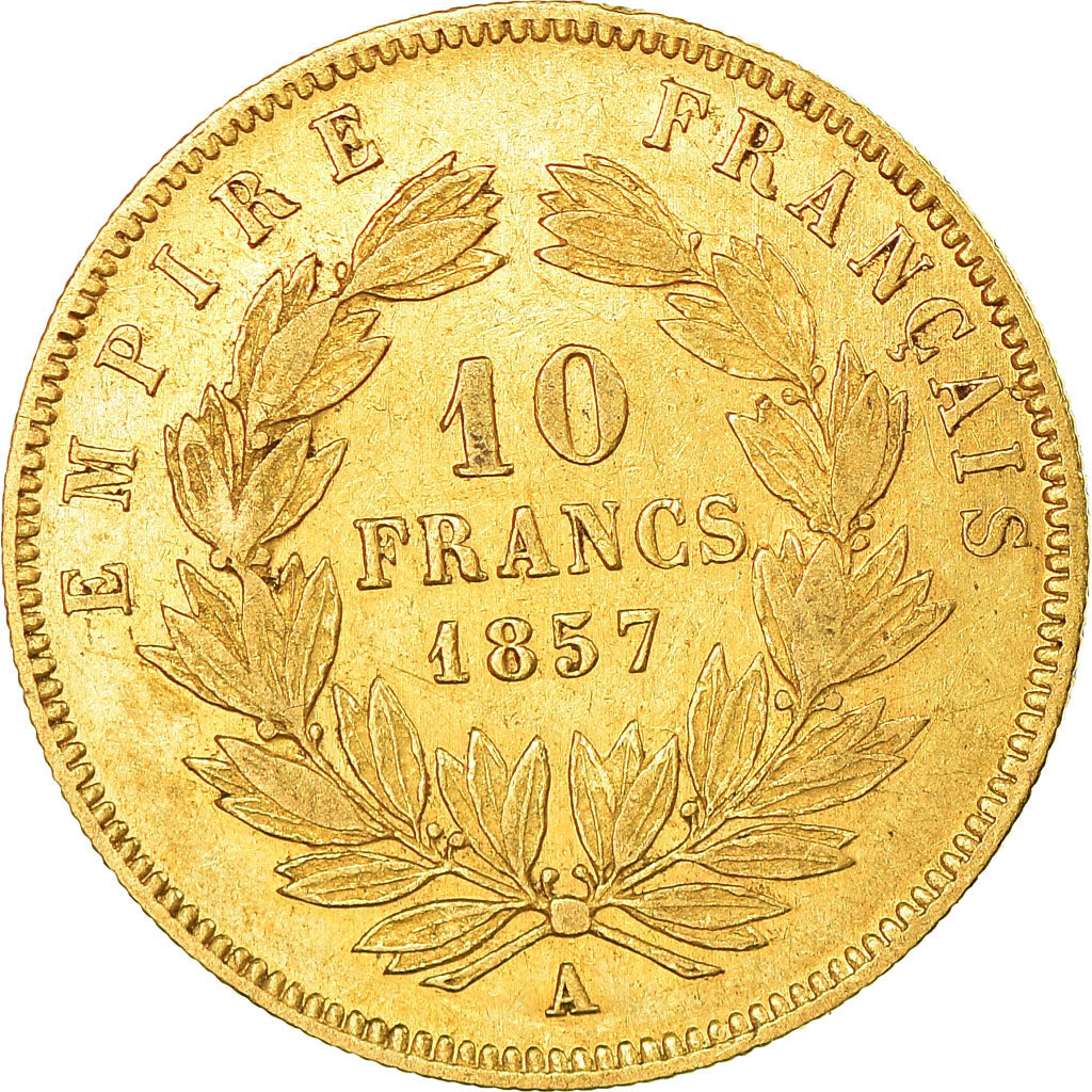 Münze, Frankreich, Napoleon III, 10 Francs, 1857, Paris,Gold, S+, KM 784.3