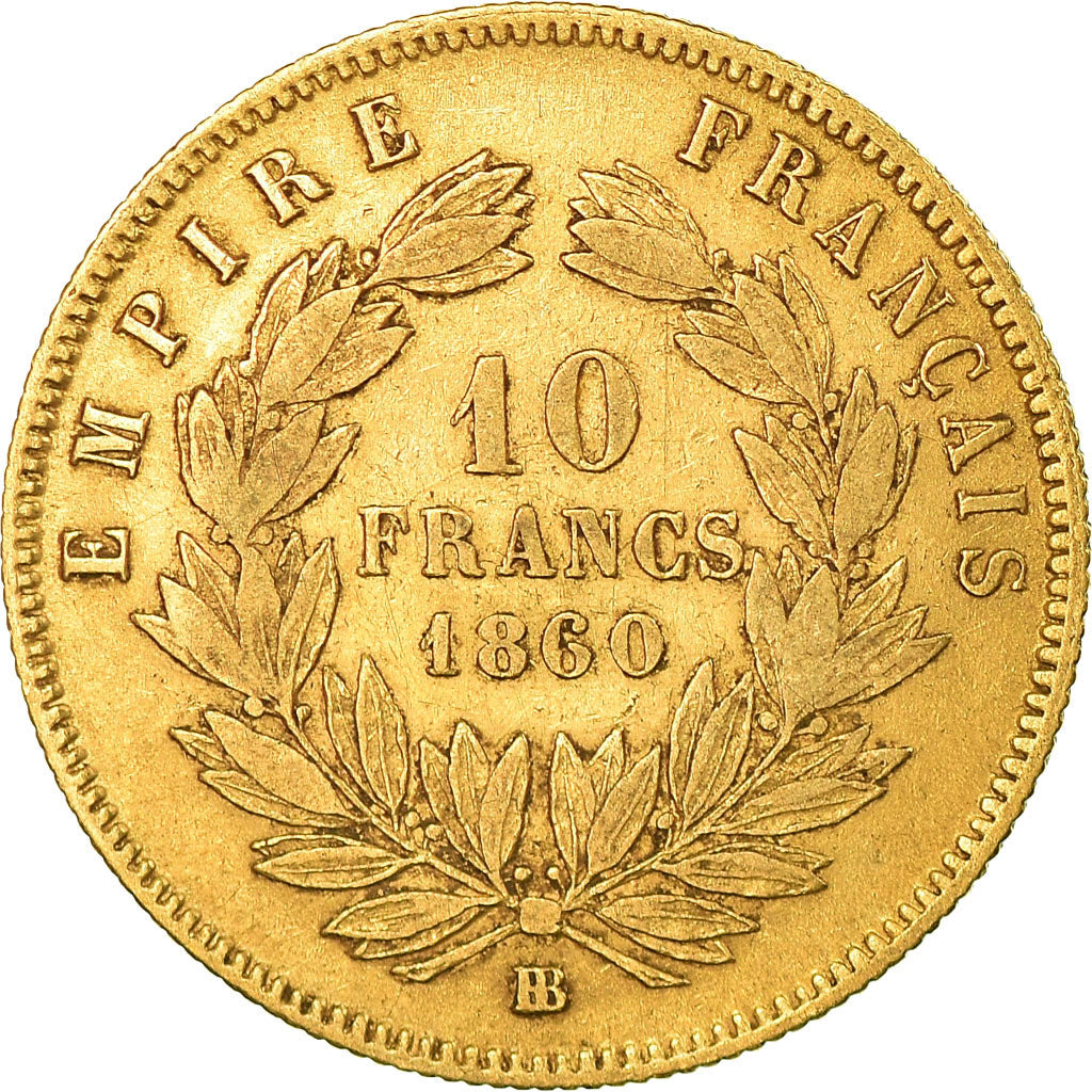 Moeda, França, Napoleon III, Napoléon III, 10 Francs, 1860, Strasbourg