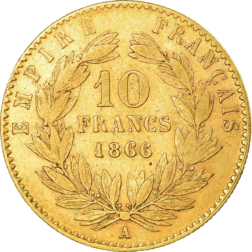 Monnaie, France, Napoleon III, 10 Francs, 1866, Paris, TB+, Or, Gadoury:1015