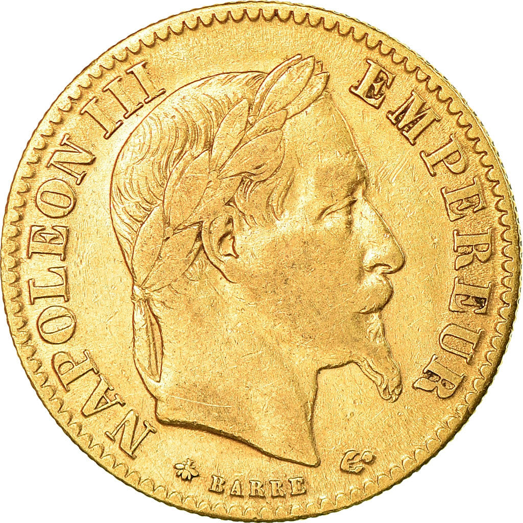 Moneta, Francia, Napoleon III, 10 Francs, 1866, Paris, MB+, Oro, KM:800.1