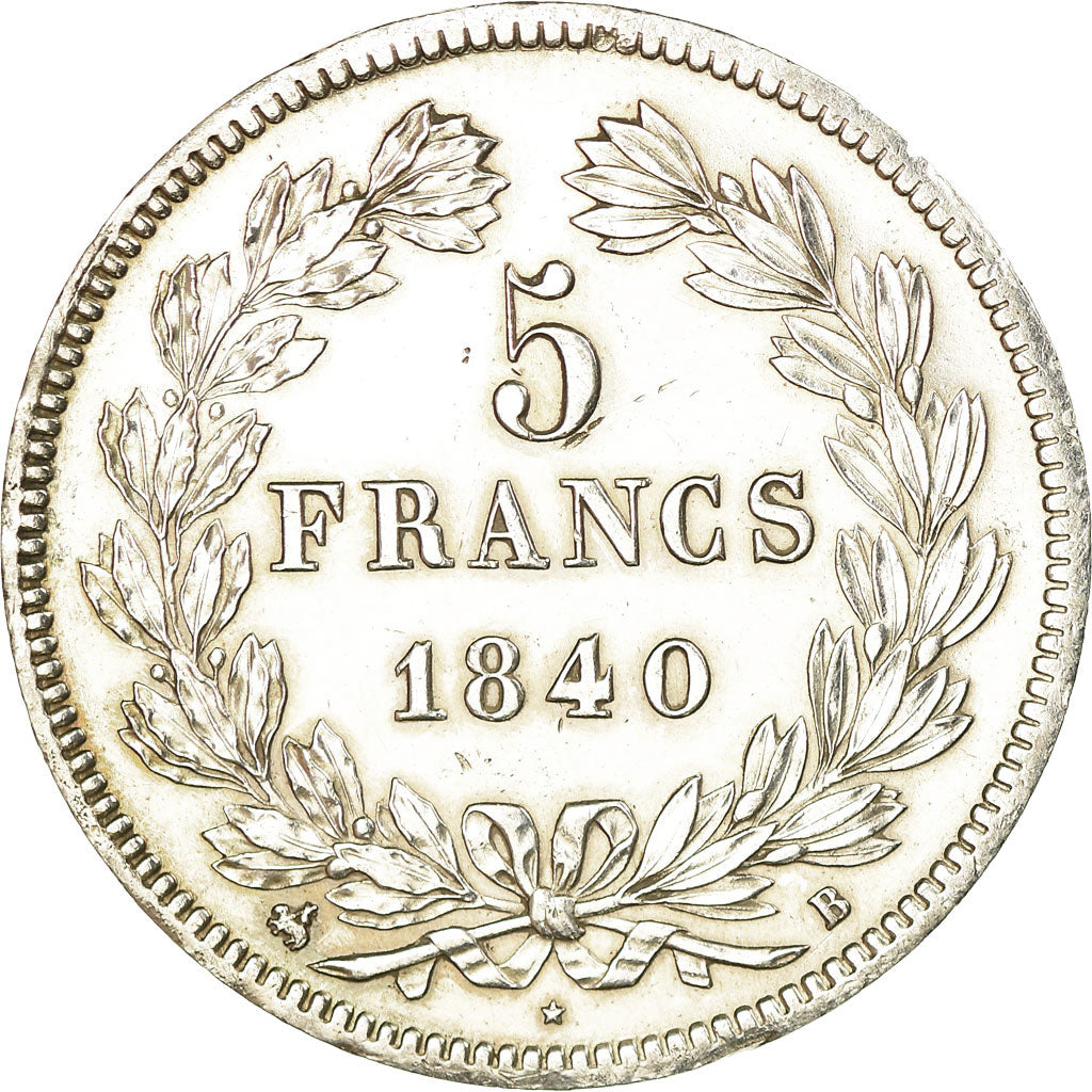Coin, France, Louis-Philippe, 5 Francs, 1840, Rouen, EF(40-45), Silver