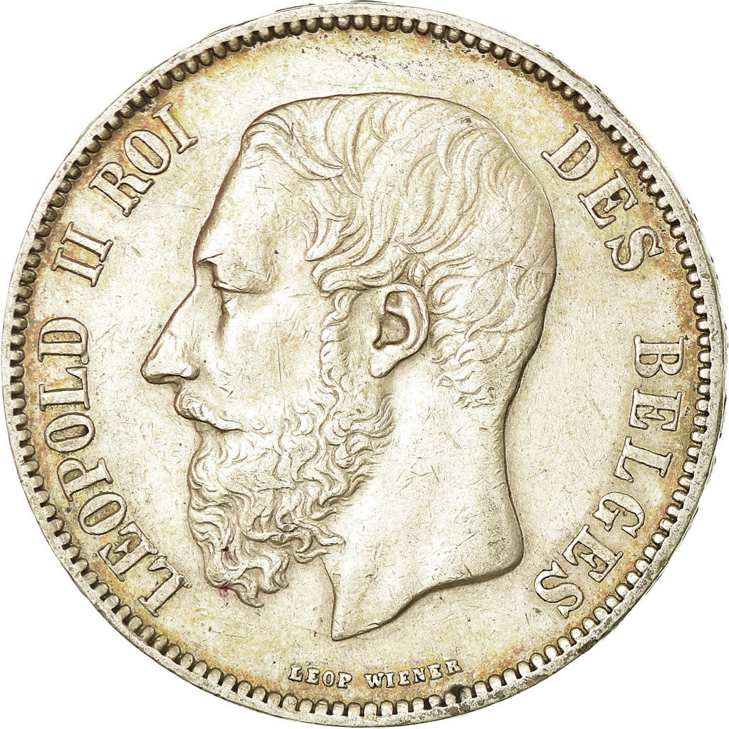 Coin, Belgium, Leopold II, 5 Francs, 5 Frank, 1871, EF(40-45), Silver, KM:24
