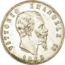Coin, Italy, Vittorio Emanuele II, 5 Lire, 1875, Milan, EF(40-45), Silver